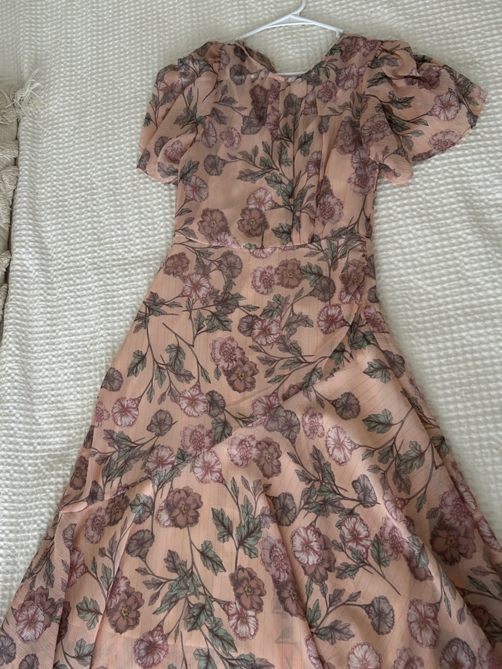 Astr Peach Floral Dress with Dusty Pink and Sage Accents